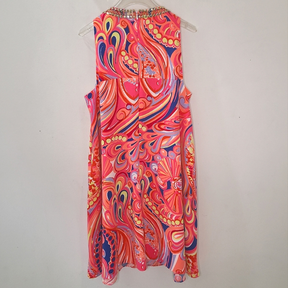 Lilly Pulitzer Mimi Embellished Trapese Dress in Multi Reef Retreat Print Sz S - Picture 5 of 14